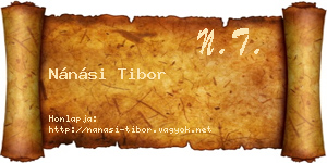 Nánási Tibor névjegykártya